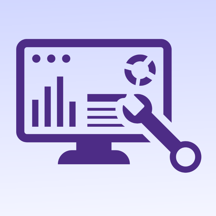 Customization and Optimization of Systems Desktop computer being fine-tuned and optimized with a wrench.